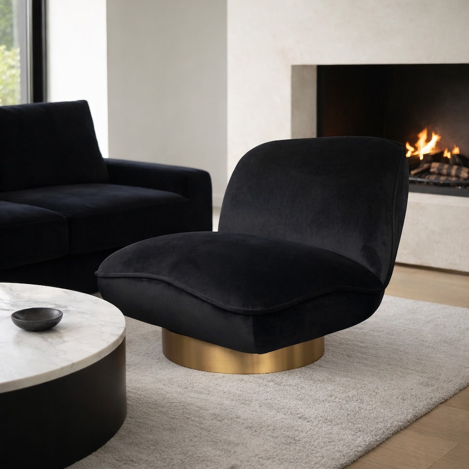 Fotel glamour czarny welurowy Monte Black Velvet