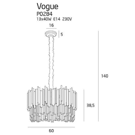 LAMPA wisząca VOGUE P0284 Maxlight kryształowa OPRAWA zwis sople crystal glamour złote przezroczyste