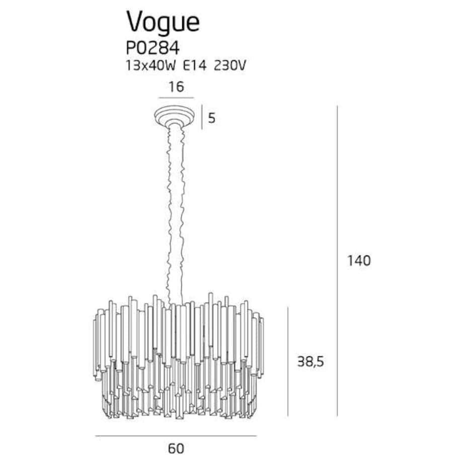 LAMPA wisząca VOGUE P0284 Maxlight kryształowa OPRAWA zwis sople crystal glamour złote przezroczyste