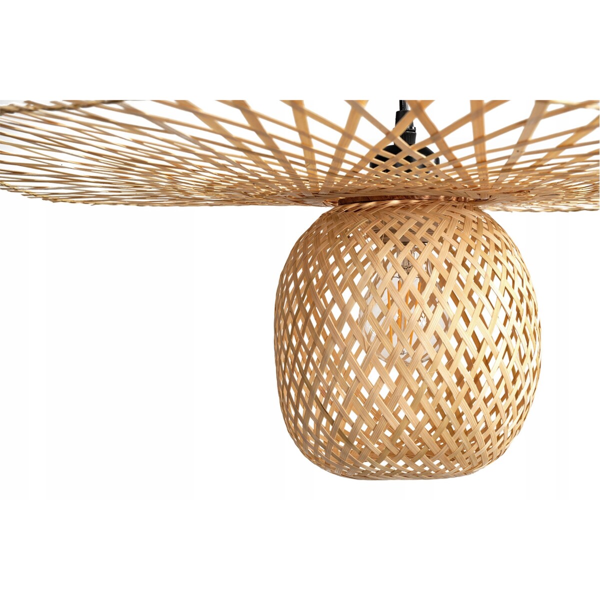Lampa Wisząca Naturalna Okrągła Bambusowa Pleciona