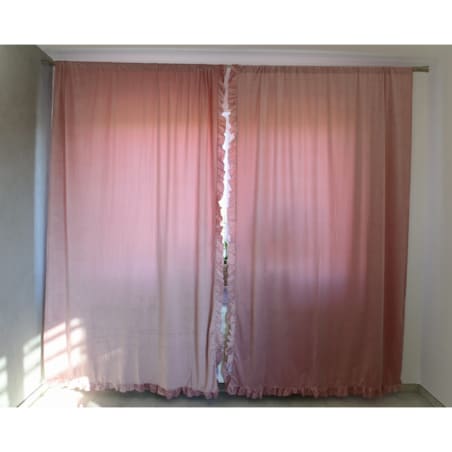 Zasłona Na Okno Okna Z Falbanką Do Salonu Sypialni 150X250 Cm Jasny Róż