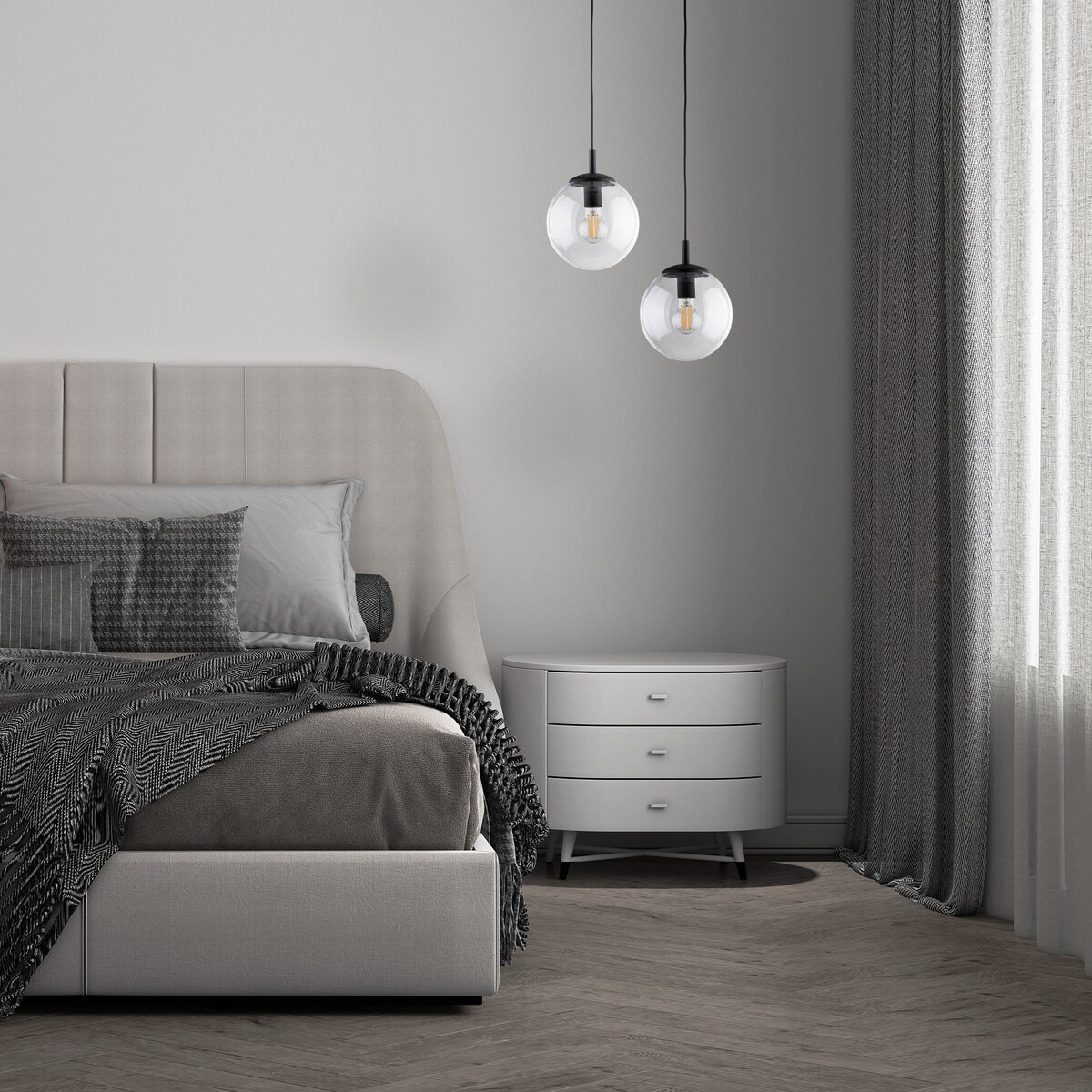 Lampa wisząca TK Lighting ESME Transparent 3267 czarna transparentna E27 regulowana wysokość