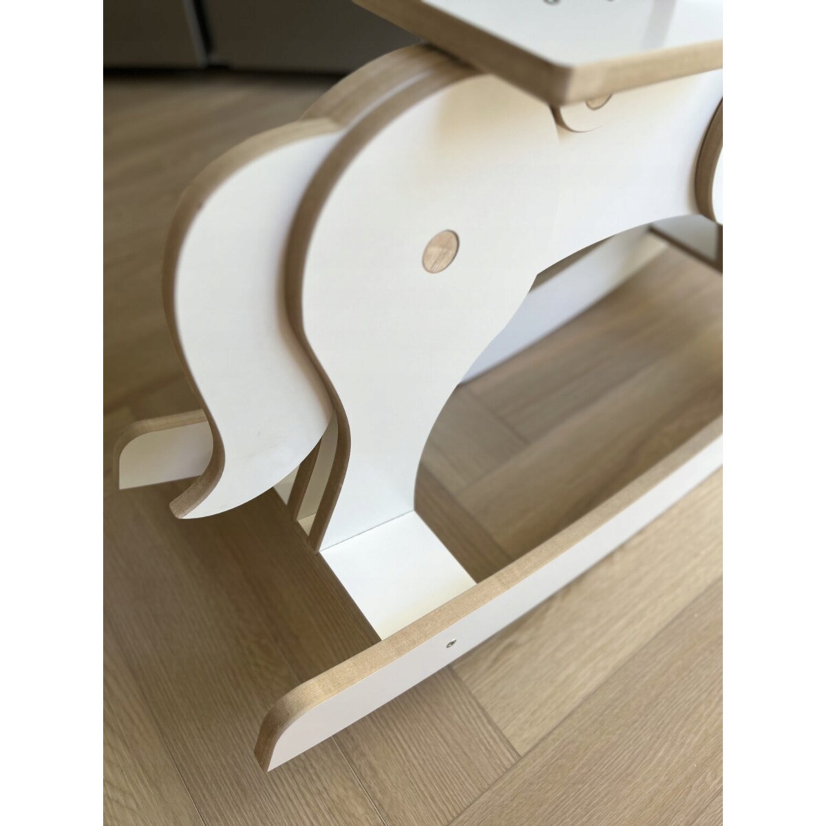 Konik Koń na Biegunach DREWNIANY CERTYFIKOWANY Biały bujak dla dzieci