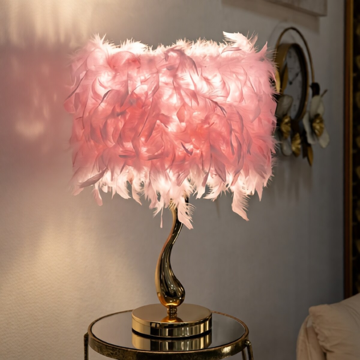 Lampa stołowa, kolor różowy i biały, żelazo i tworzywo sztuczne, 25 x 25 x 47 cm, 1 x E27, max. 40 W, do salonu i sypialni, Mauro Ferretti