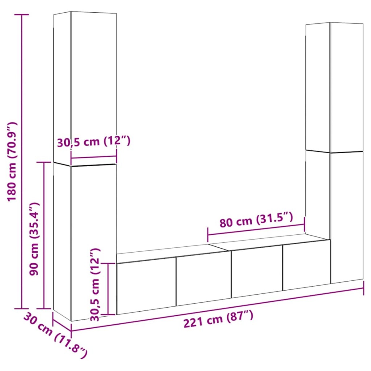 vidaXL 6-cz. zestaw szafek TV, biały, materiał drewnopochodny