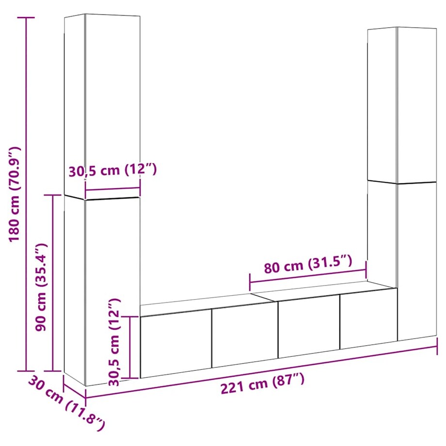 vidaXL 6-cz. zestaw szafek TV, biały, materiał drewnopochodny