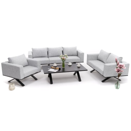 Meble ogrodowe nowoczesne luksusowe aluminiowe MARABELLA szaro czarne