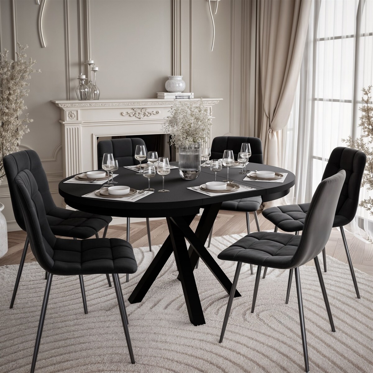 Rozkładany stół LUMI, czarny