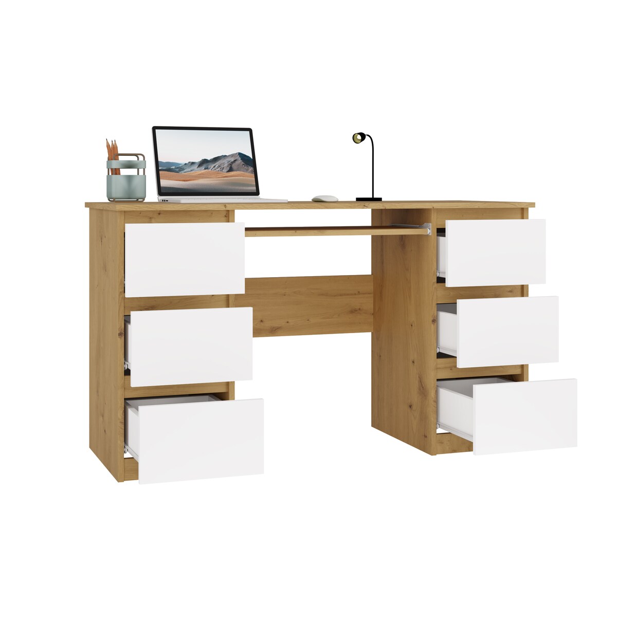 Biurko Topeshop Kuba Dąb Artisan Biel