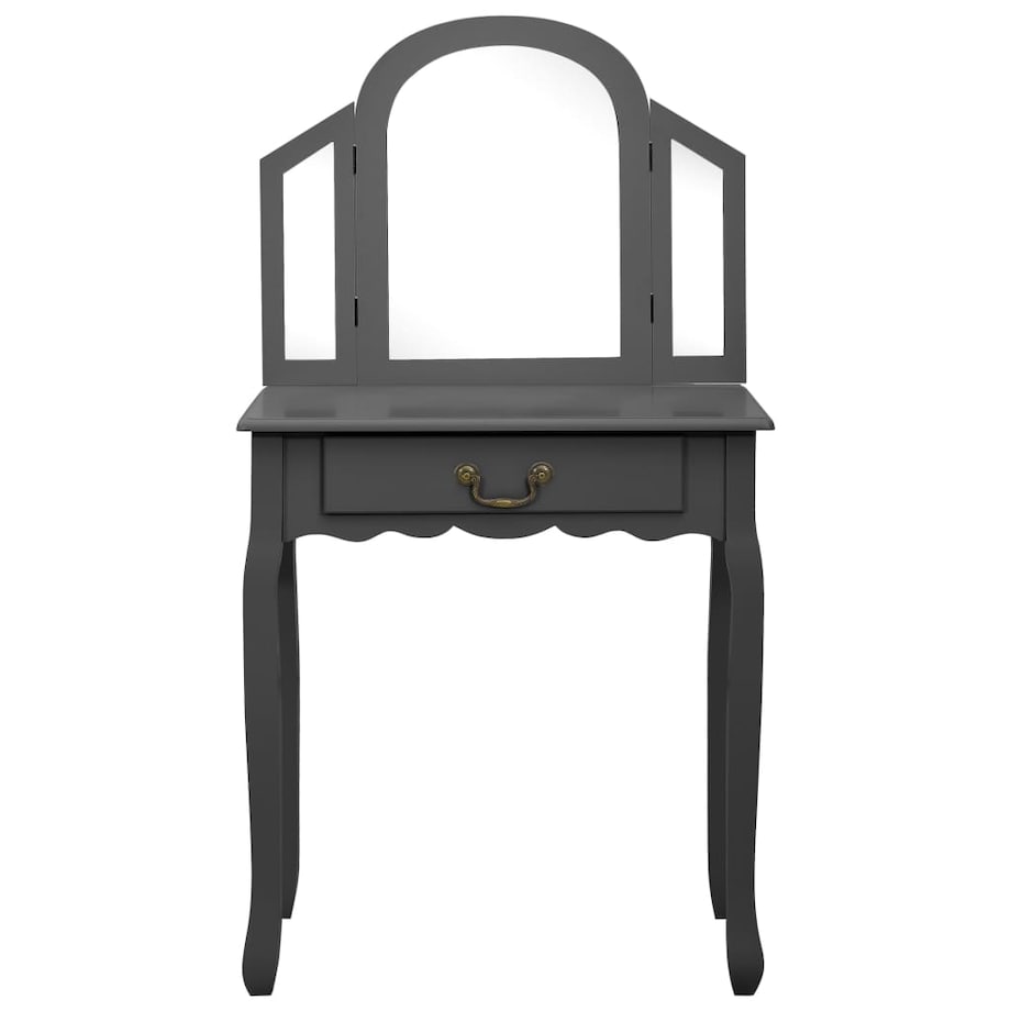 vidaXL Toaletka ze stołkiem, szara, 65x36x128 cm, drewno paulowni, MDF