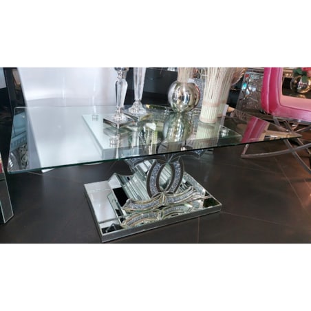 Lustrzany stolik kawowy CC z kryształkami Glamour Premium 120x60x45