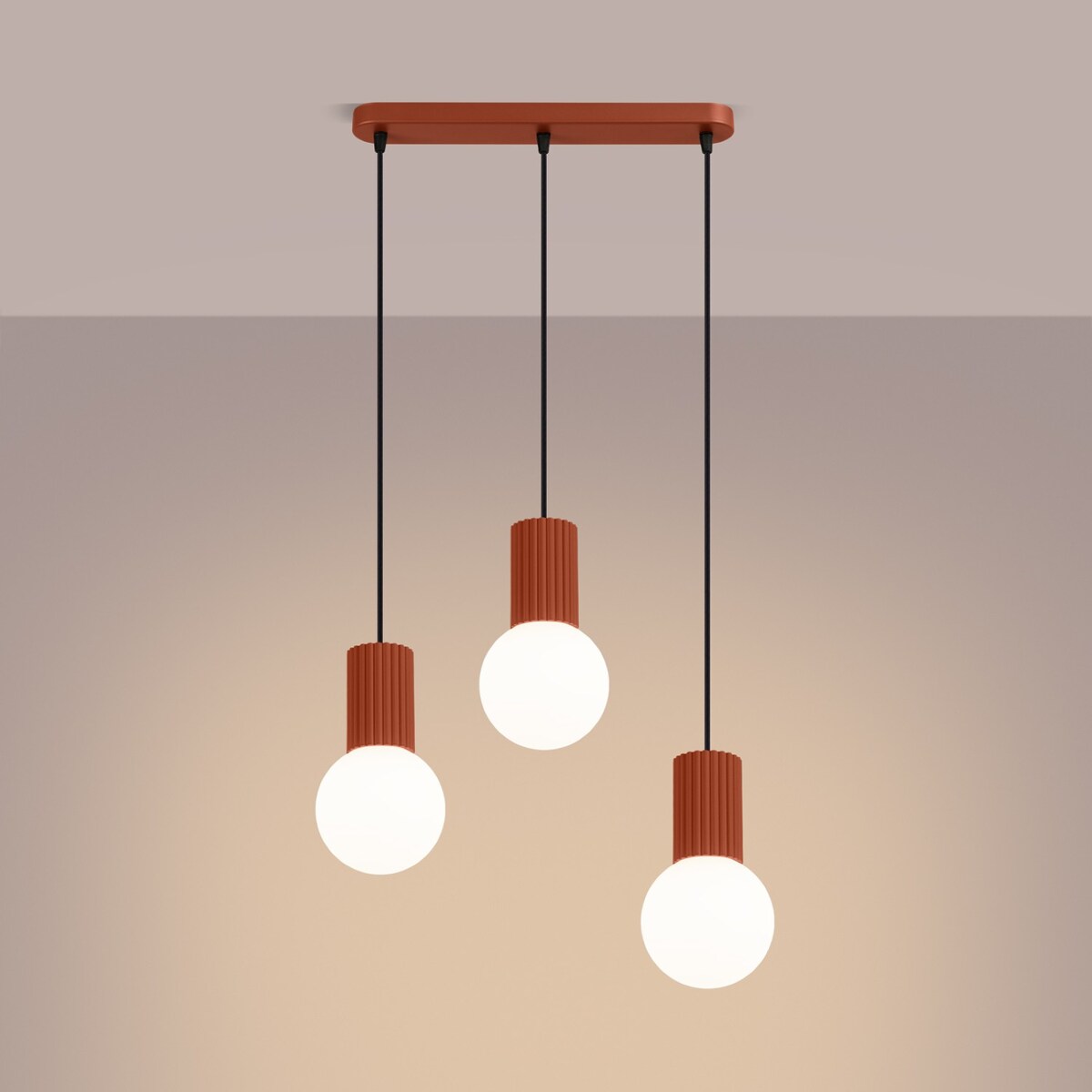 Lampa wisząca HALO 3L ochra czerwona
