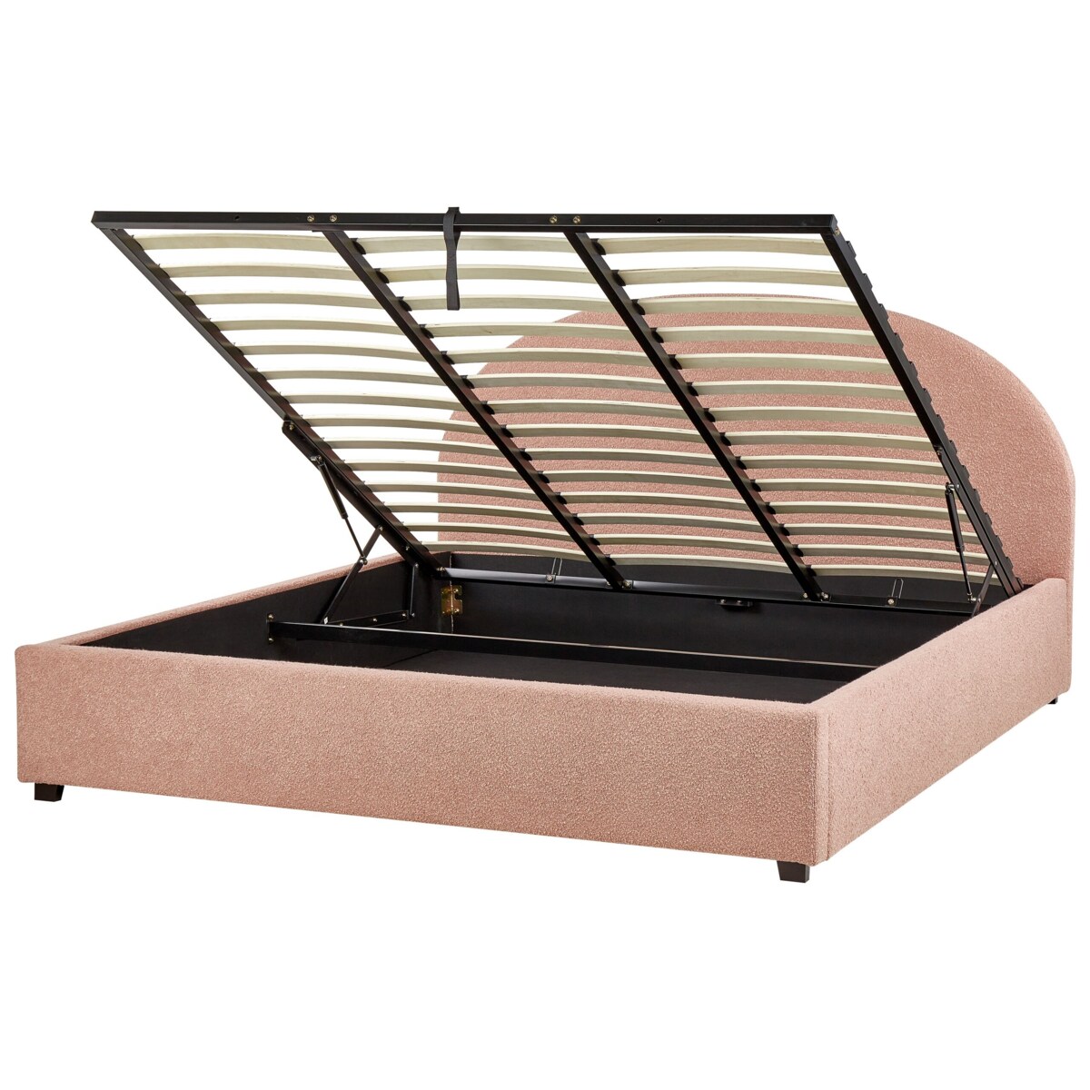 Łóżko z pojemnikiem Boucle VAUCLUSE 180 x 200 cm Pastelowy róż