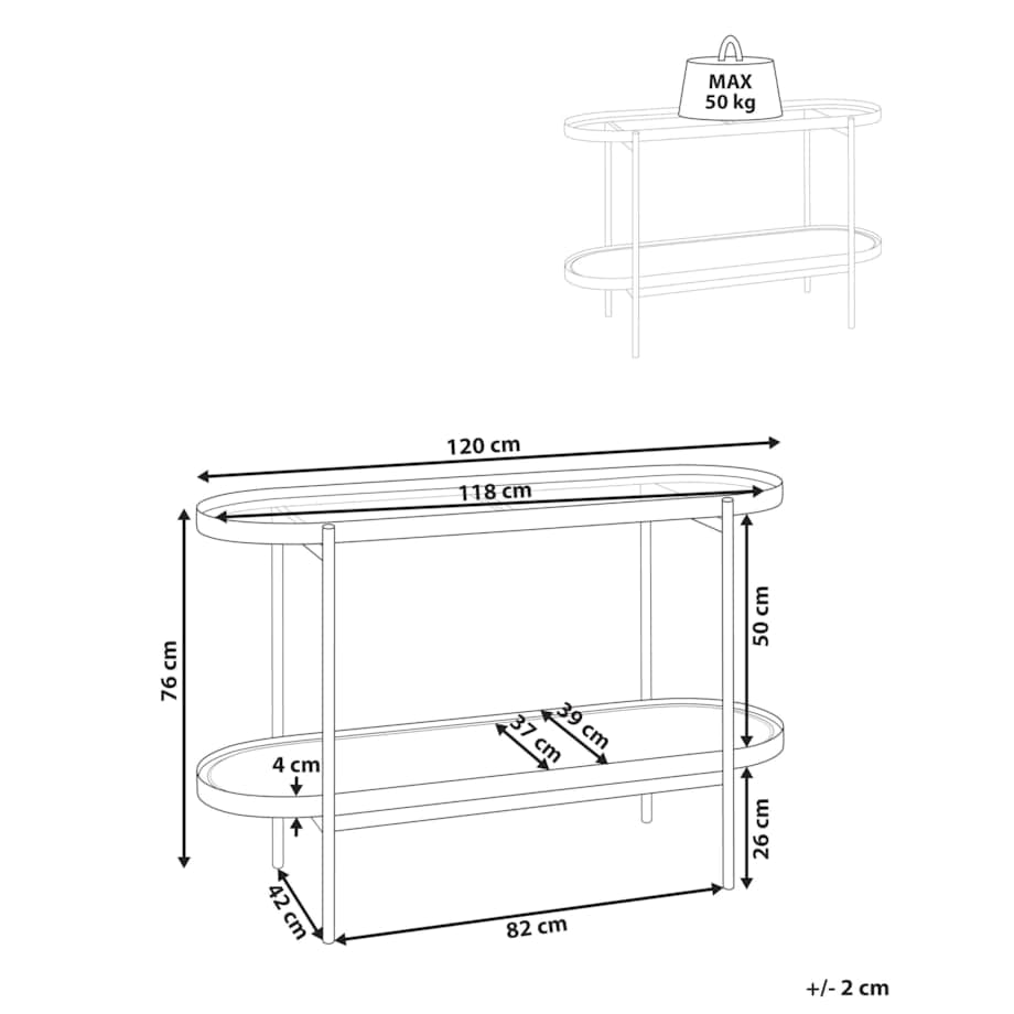 Konsola szklana jasne drewno z czarnym RENO