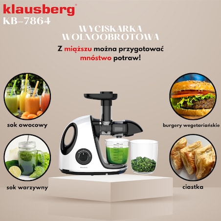 Sokowirówka wolnoobrotowa 150W do owoców i warzyw COLD PRESS KLAUSBERG KB-7864