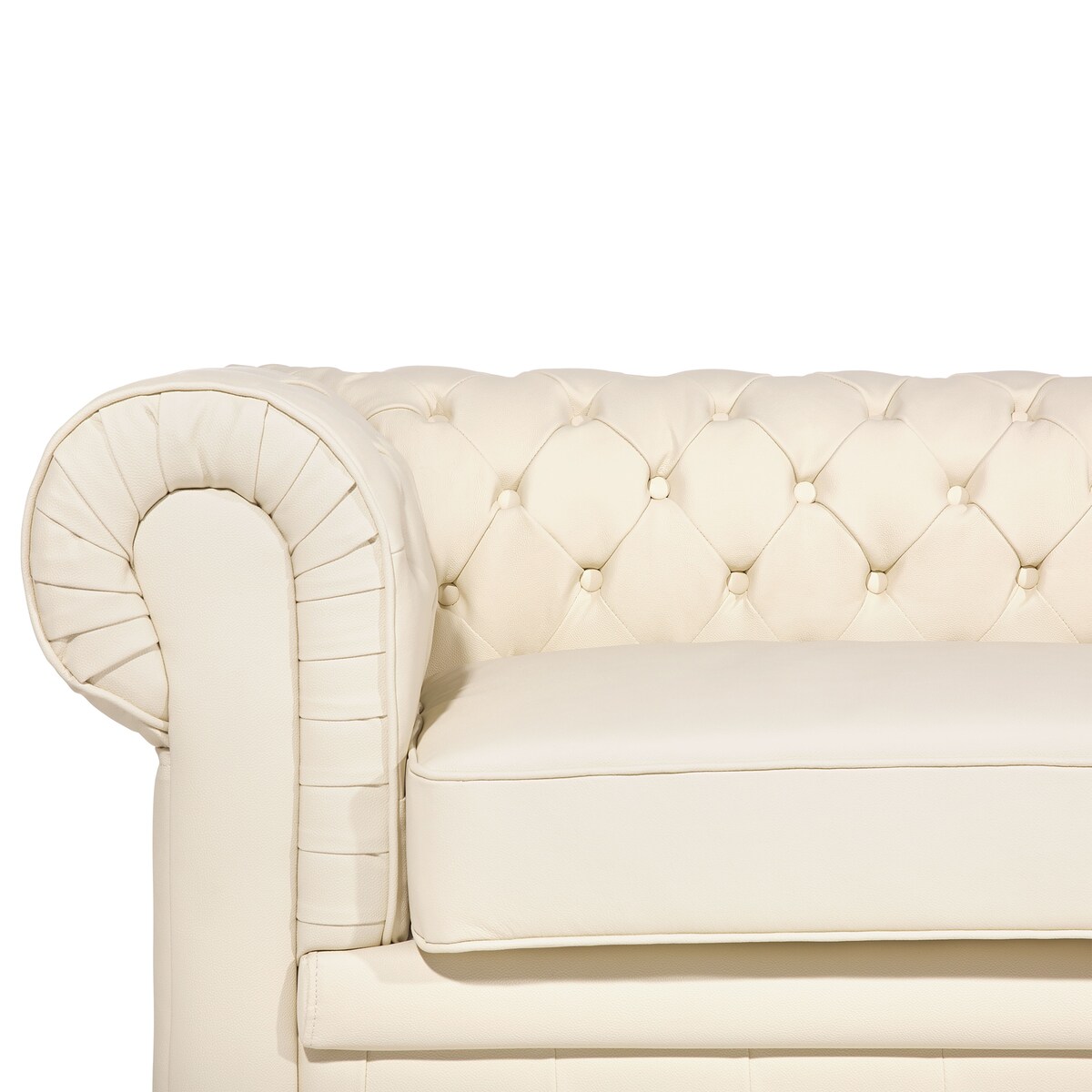 Sofa dla 3 osób CHESTERFIELD Skóra naturalna Jasnobeżowy