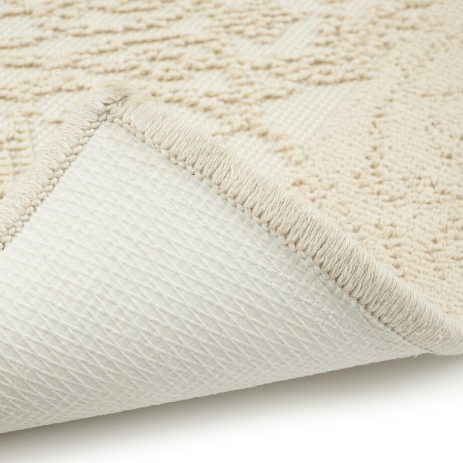 Dywanik łazienkowy Lino 73x135 cm bawełniany ornament beżowy