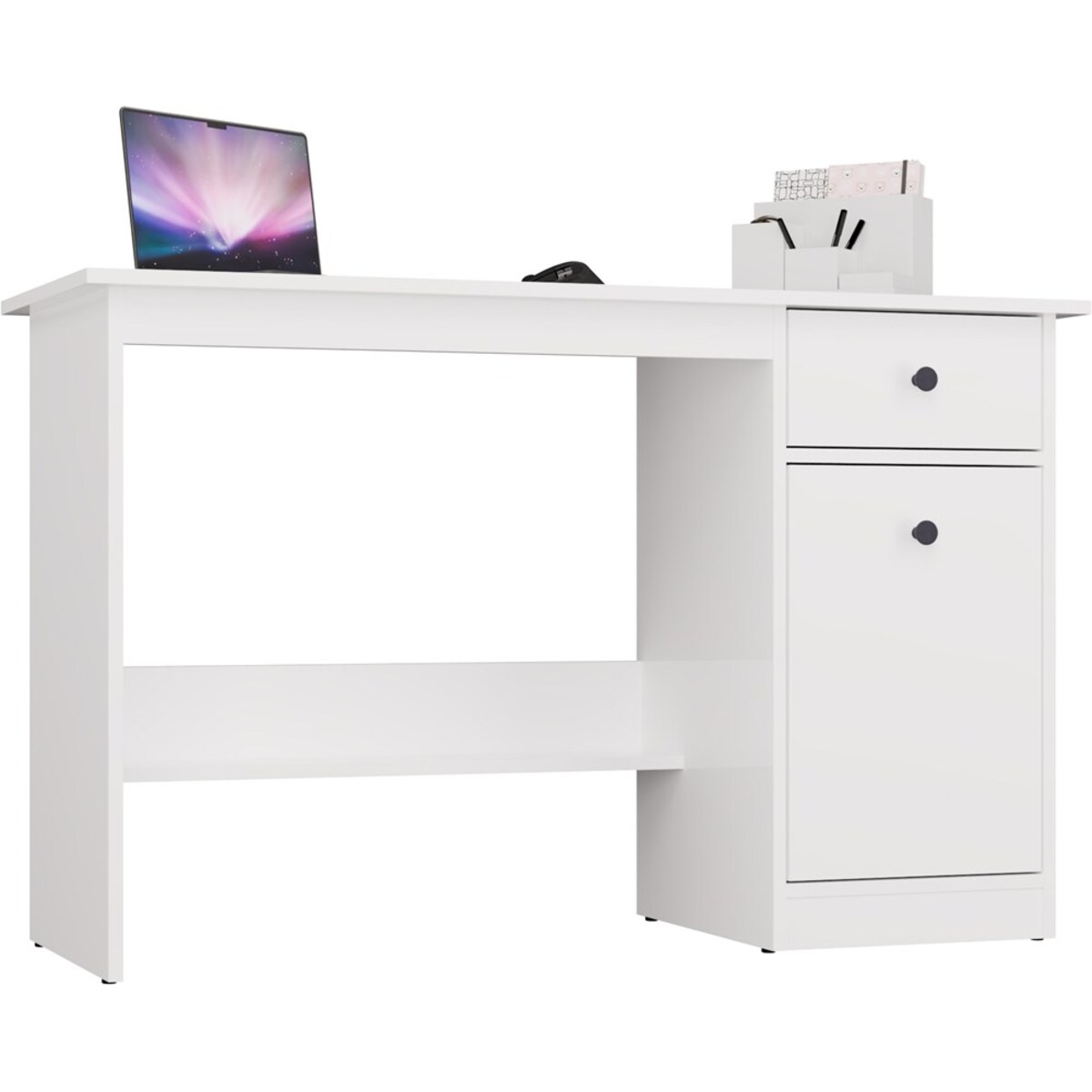 Biurko CHESTER białe mat 120x45x75 cm szuflada+szafka 1 szt.