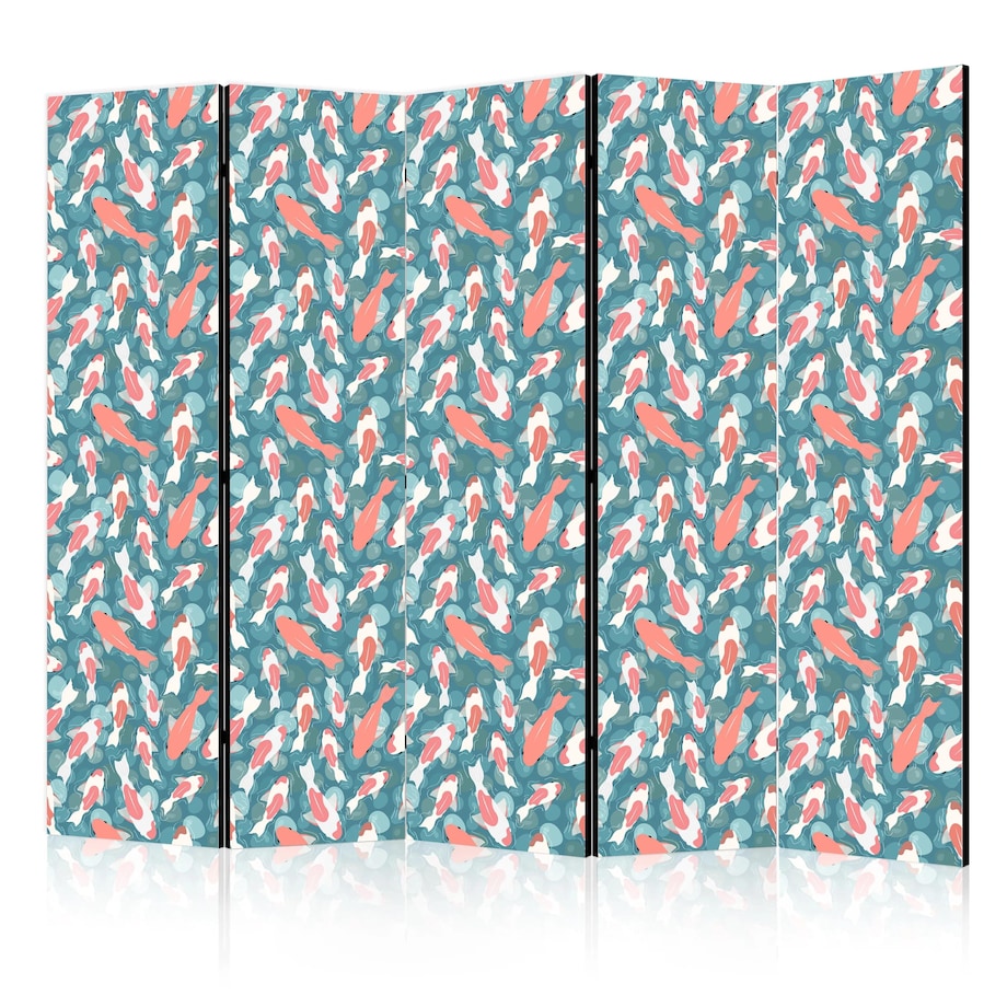 Parawan dwustronny Zwierzęta 225x172 cm 5-częściowy turkusowy