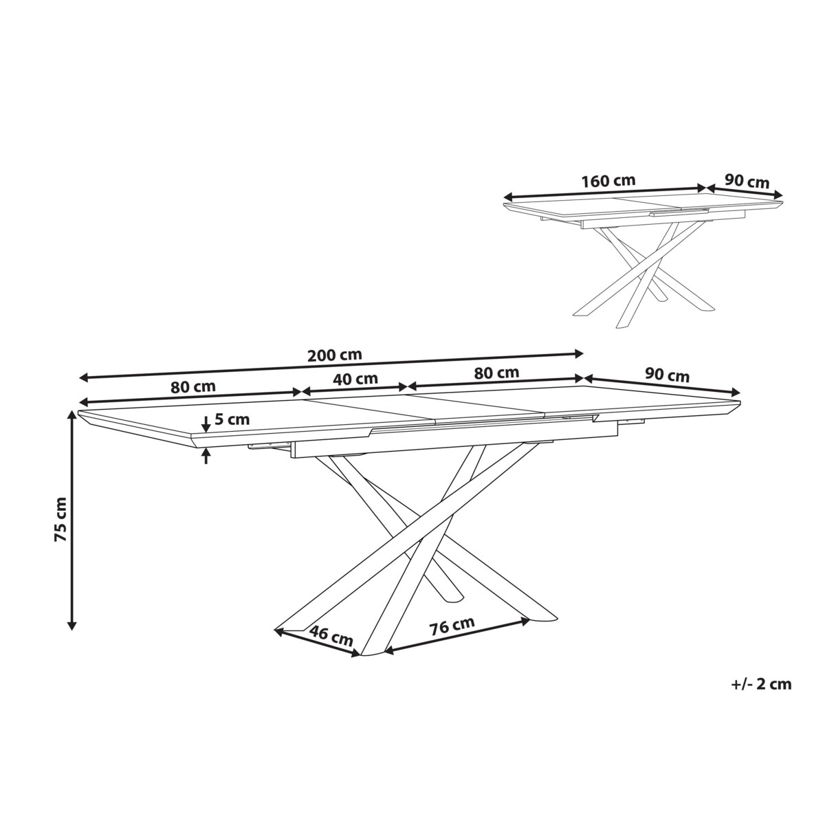 Stół do jadalni rozkładany 160/200 x 90 cm efekt marmuru z białym MOIRA