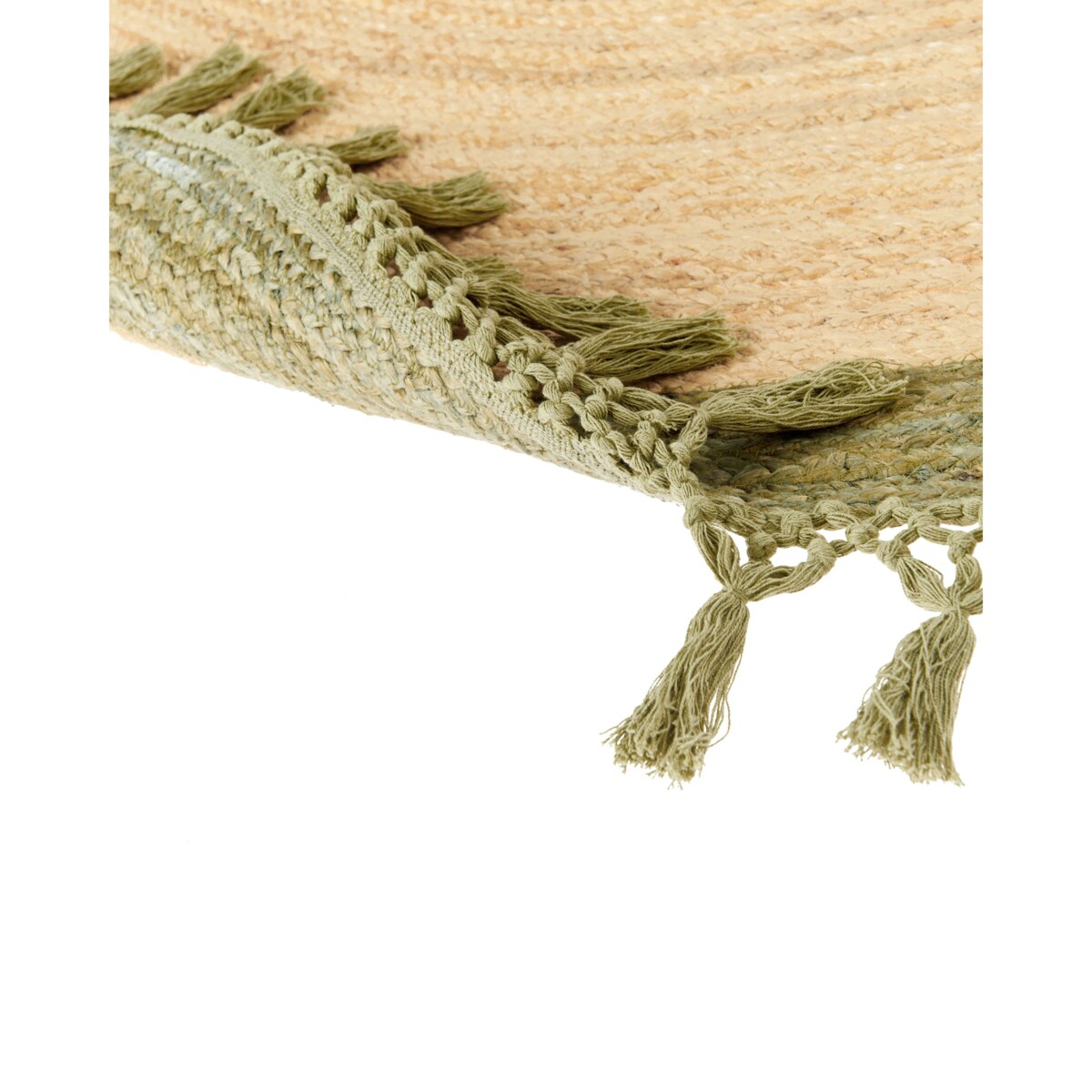 Dywan okrągły z juty 200 cm beżowy z zielonym MARTS