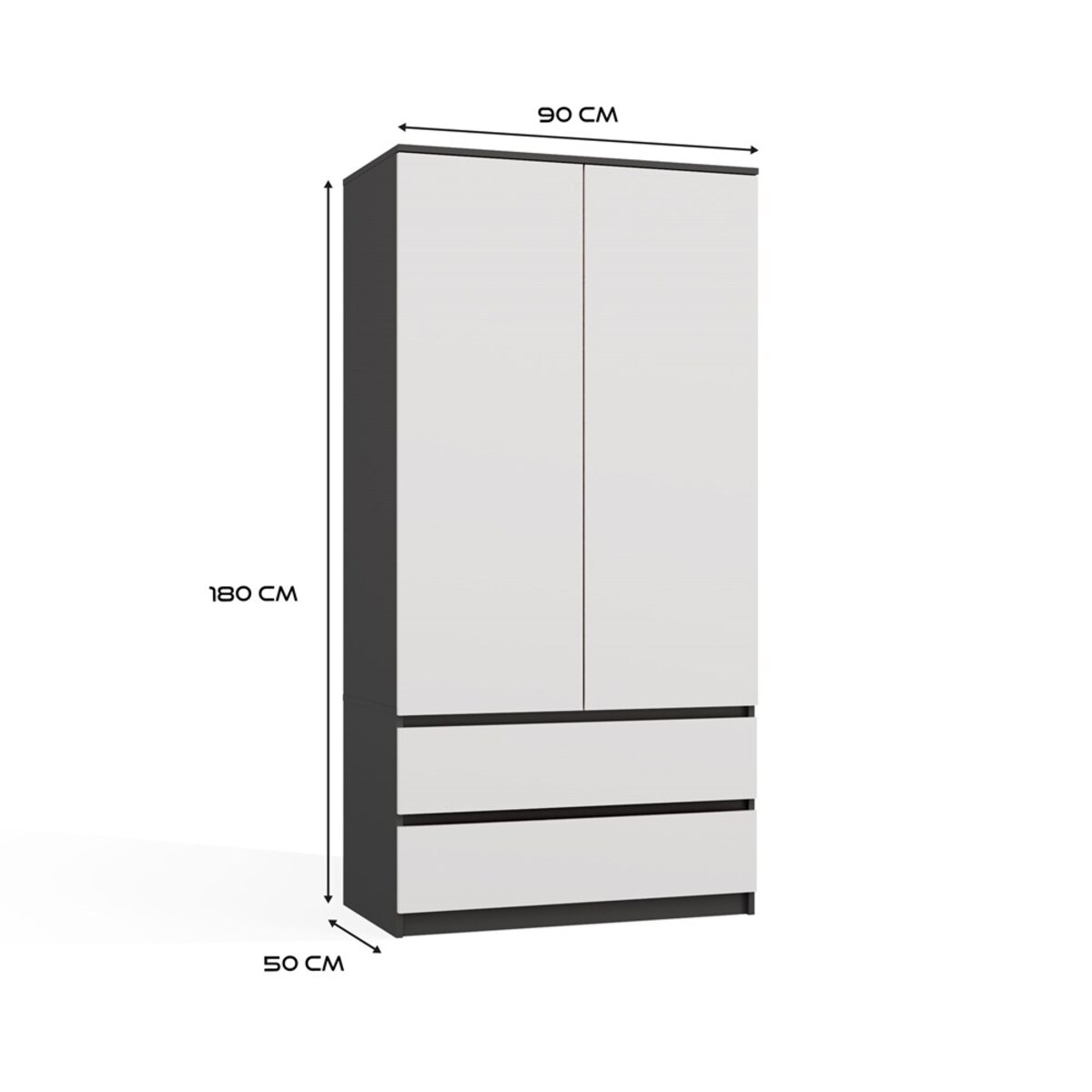 Szafa Malwa SS-90 ANTRACYT BIEL