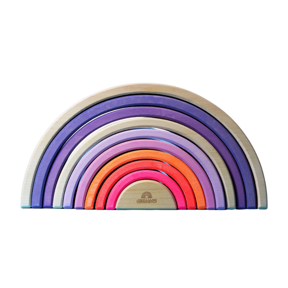 Tęcza Grimm’s 10 elementów - drewniane klocki neon-pink 3+