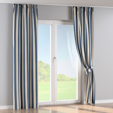Zasłona na haczykach flex podwójnych 130x260 niebiesko-białe pionowe pasy (5,5cm)