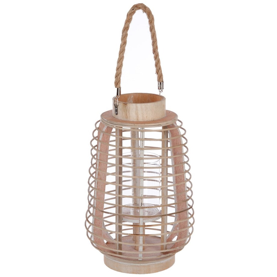 Lampion z uchwytem rattanowy