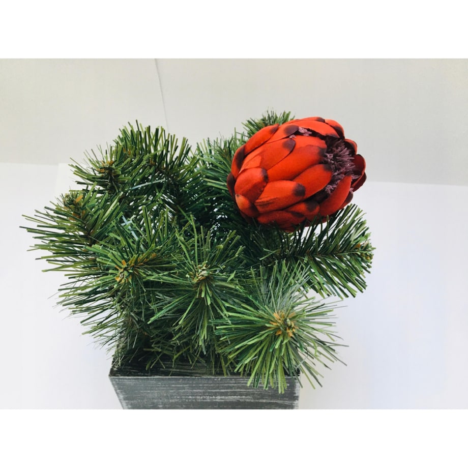 SZTUCZNY KWIAT PROTEA karczoch DUŻY CZERWONY stroik dodatek wiązanka bukiet