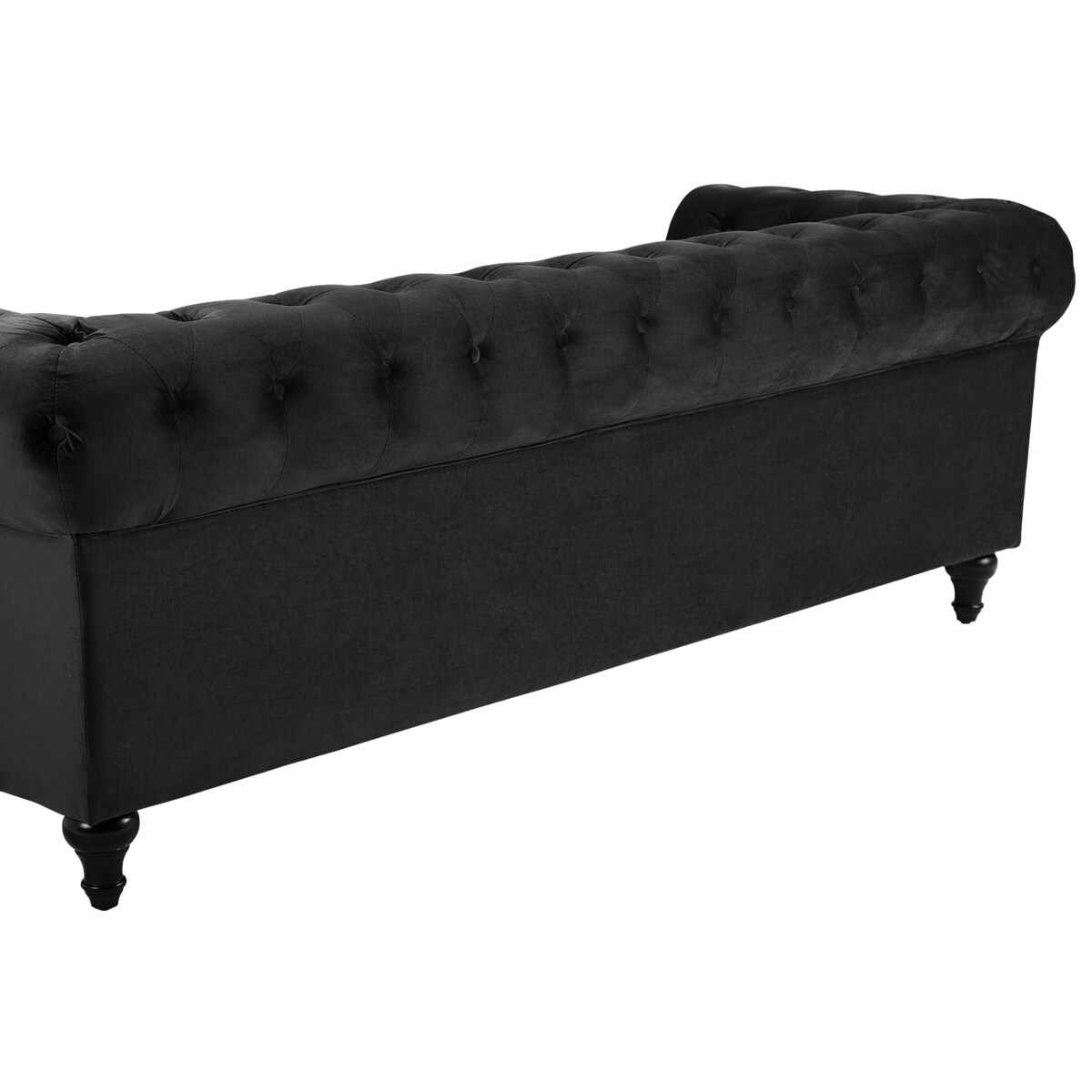 Sofa 3-osobowa welurowa czarna CHESTERFIELD