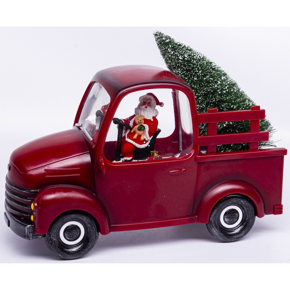 Dekoracja - ciężarówka z choinką LED 18x24x10 cm
