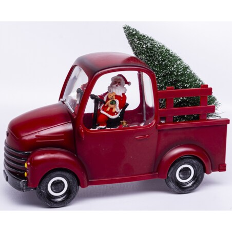 Dekoracja - ciężarówka z choinką LED 18x24x10 cm