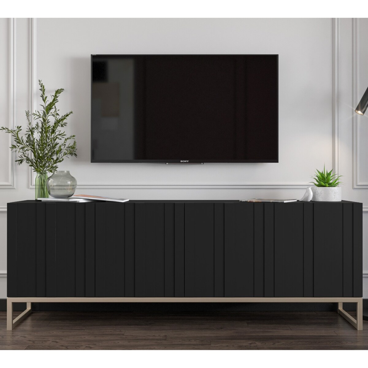 Szafka RTV Glamour Komoda RTV Glamour Czarny Mat 150 cm