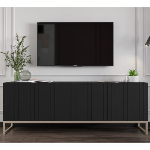 Szafka RTV Glamour Komoda RTV Glamour Czarny Mat 150 cm