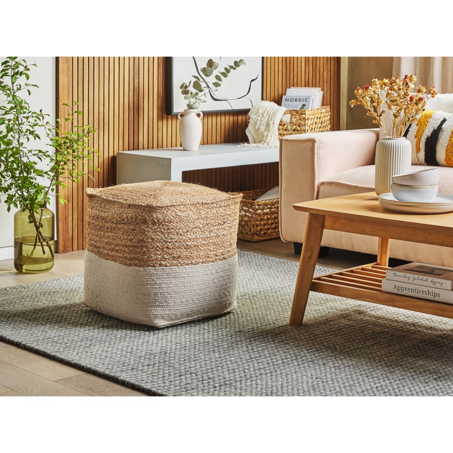 Puf 44 x 44 x 44 cm beżowy KIRAMA