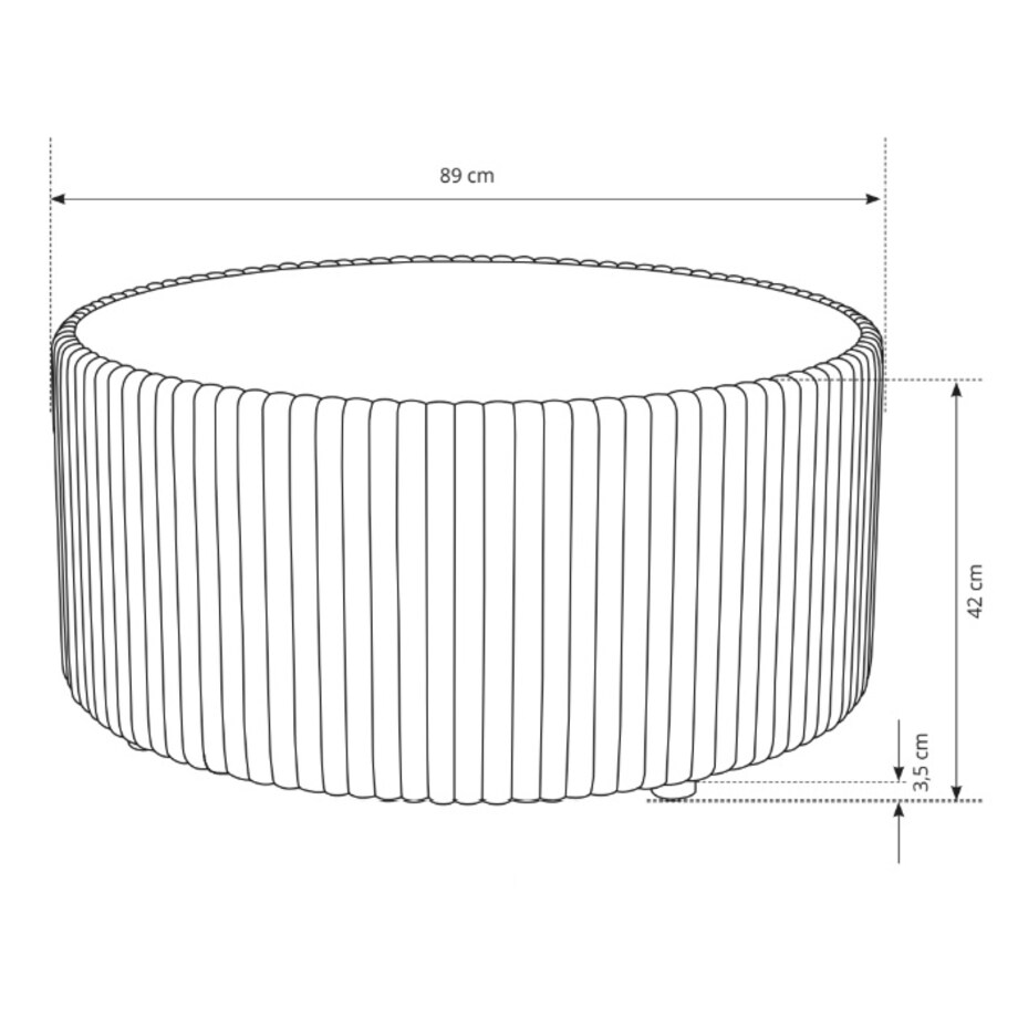 Stolik okrągły kawowy tapicerowany MIJA w tkaninie Tilia, śmietankowy
