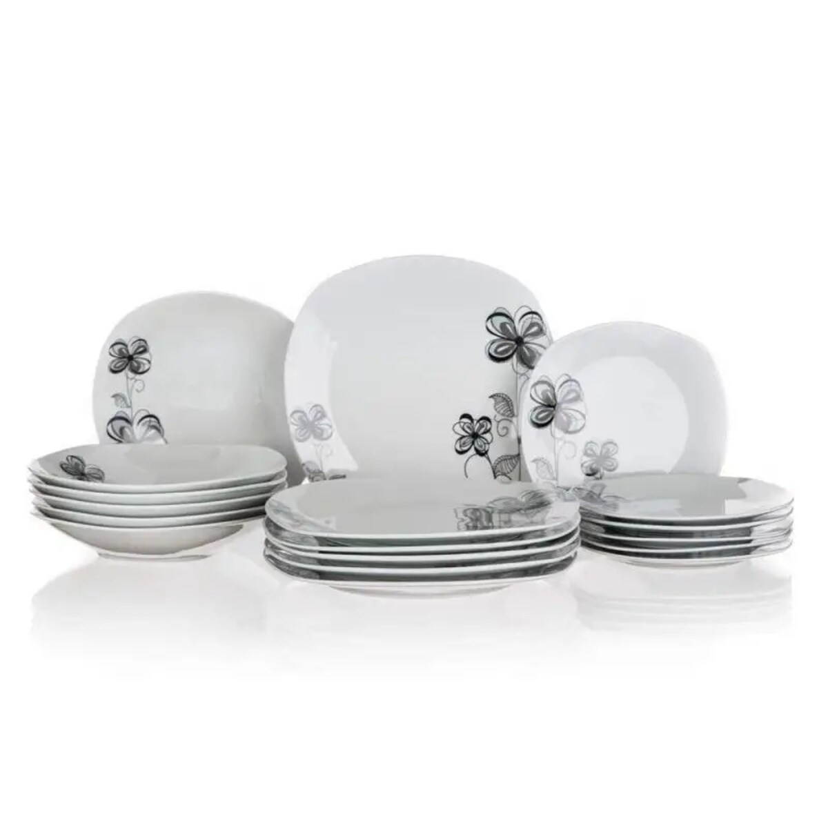 TALERZE OBIADOWE ZESTAW na prezent jadalnia 18ele kwadratowe kwiaty box