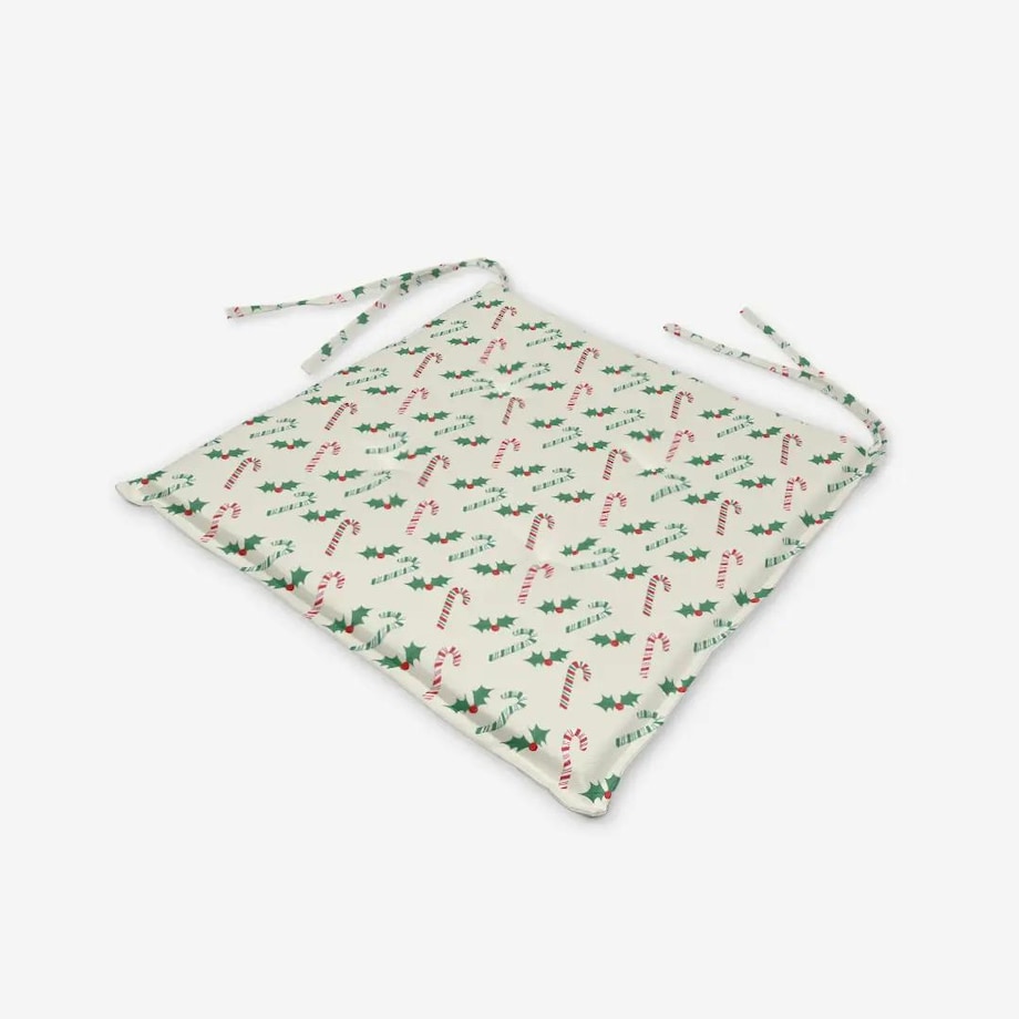 Poduszka świąteczna na krzesło - Laski świąteczne i jemioła