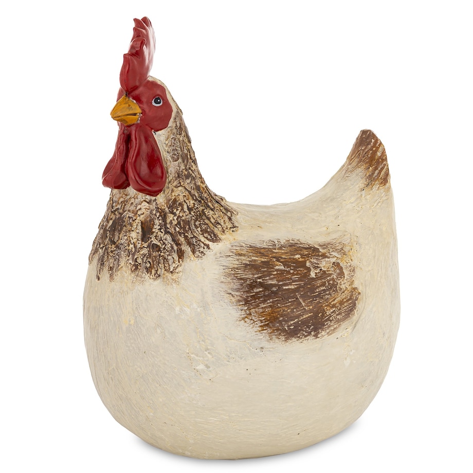 Dekoracja - kura biało-brązowa 23x24x17 cm POULE