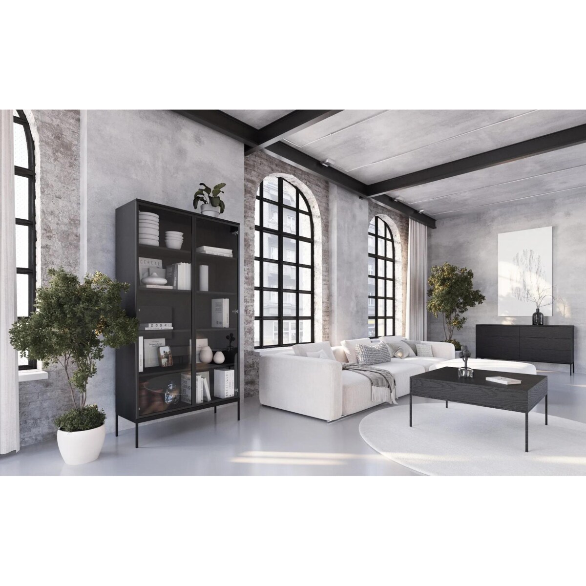 Witryna wysoka KRON 100cm czarny dąb