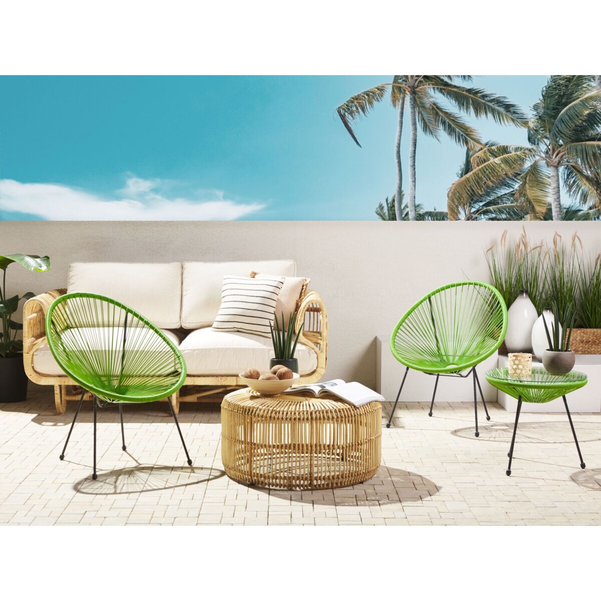 Zestaw mebli balkonowych z technorattanu zielony ACAPULCO II