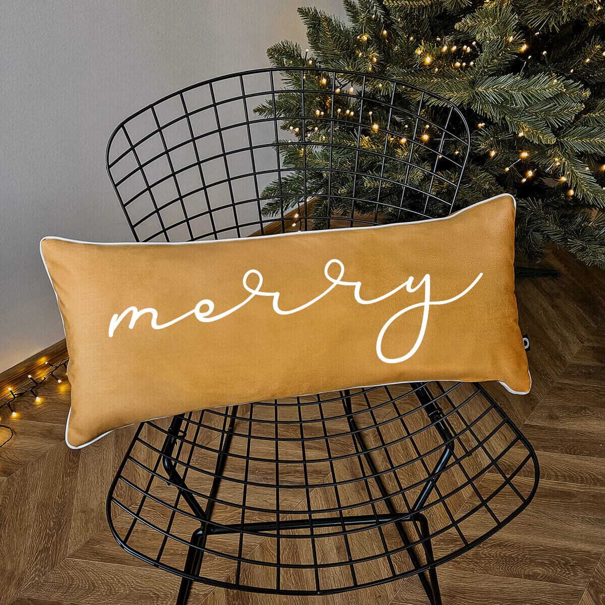 Poduszka XMAS wzór XM35 | Musztardowe Merry 30 x 70 cm