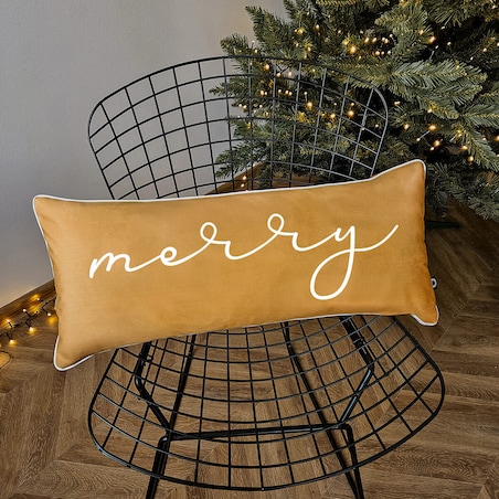 Poduszka XMAS wzór XM35 | Musztardowe Merry 30 x 70 cm