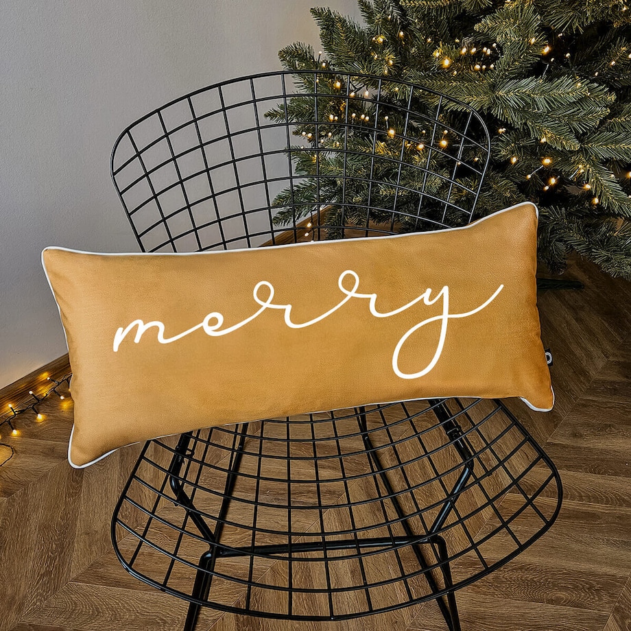 Poduszka XMAS wzór XM35 | Musztardowe Merry 30 x 70 cm