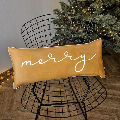 Poduszka XMAS wzór XM35 | Musztardowe Merry 30 x 70 cm