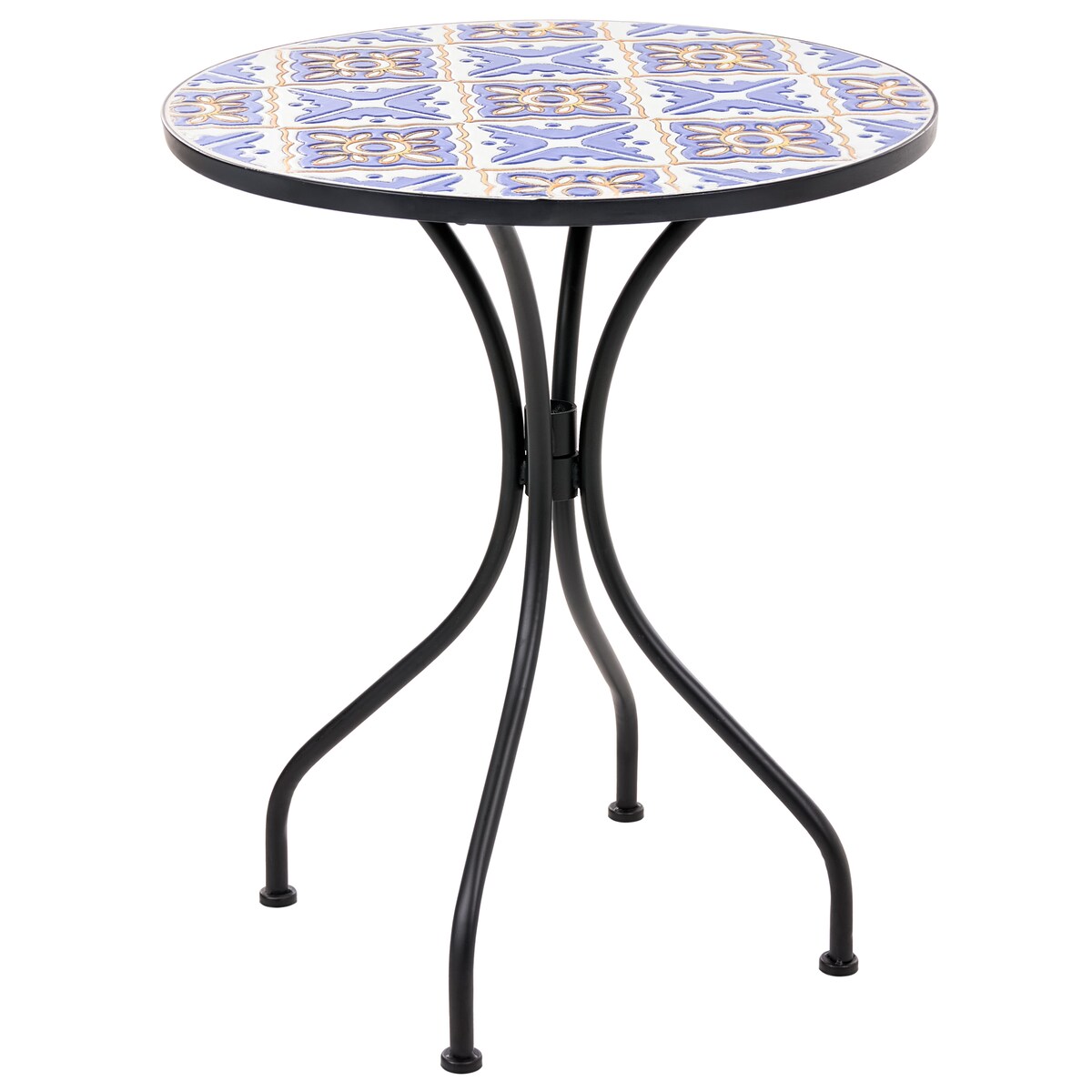 Stolik bistro SIPONTO 60 cm 60 cm Metal Biały/ niebieski