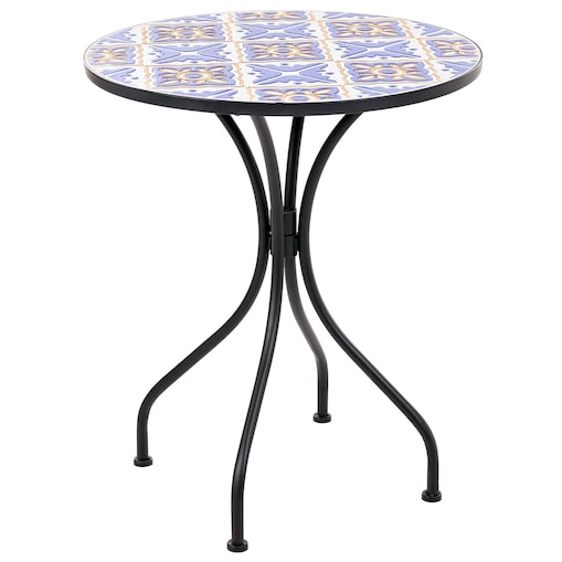 Stolik bistro SIPONTO 60 cm 60 cm Metal Biały/ niebieski