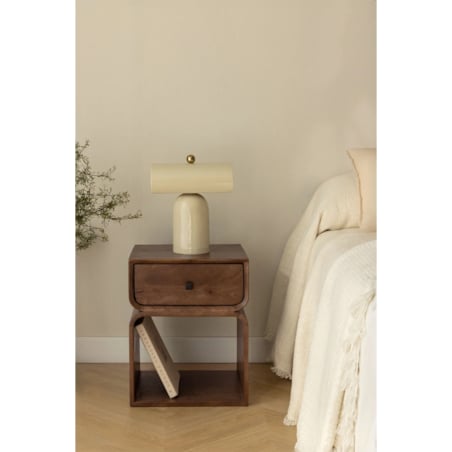 Szafka stolik nocny drewno mango, brązowy, Ferni, 40x35 cm