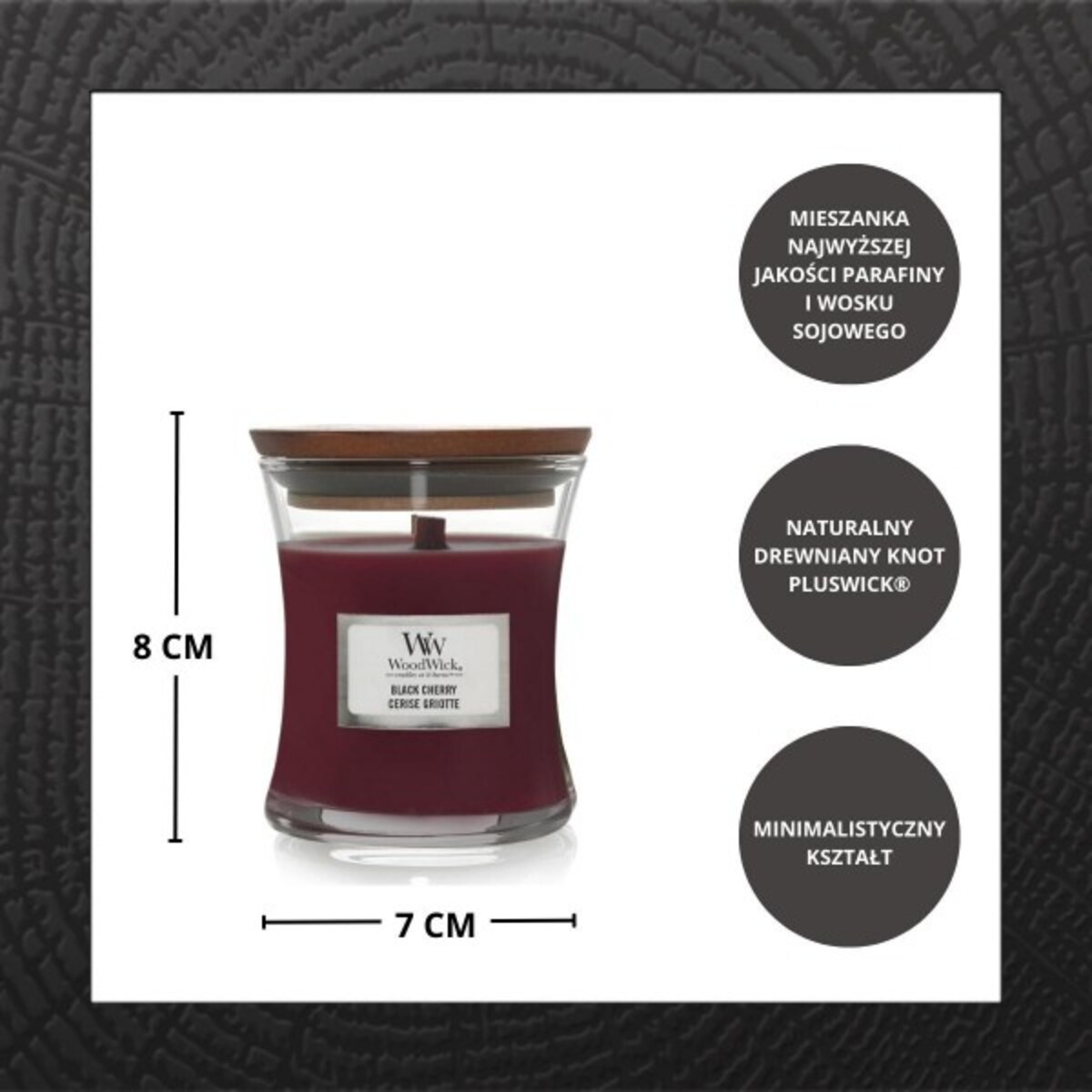 WoodWick świeca mała BLACK CHERRY